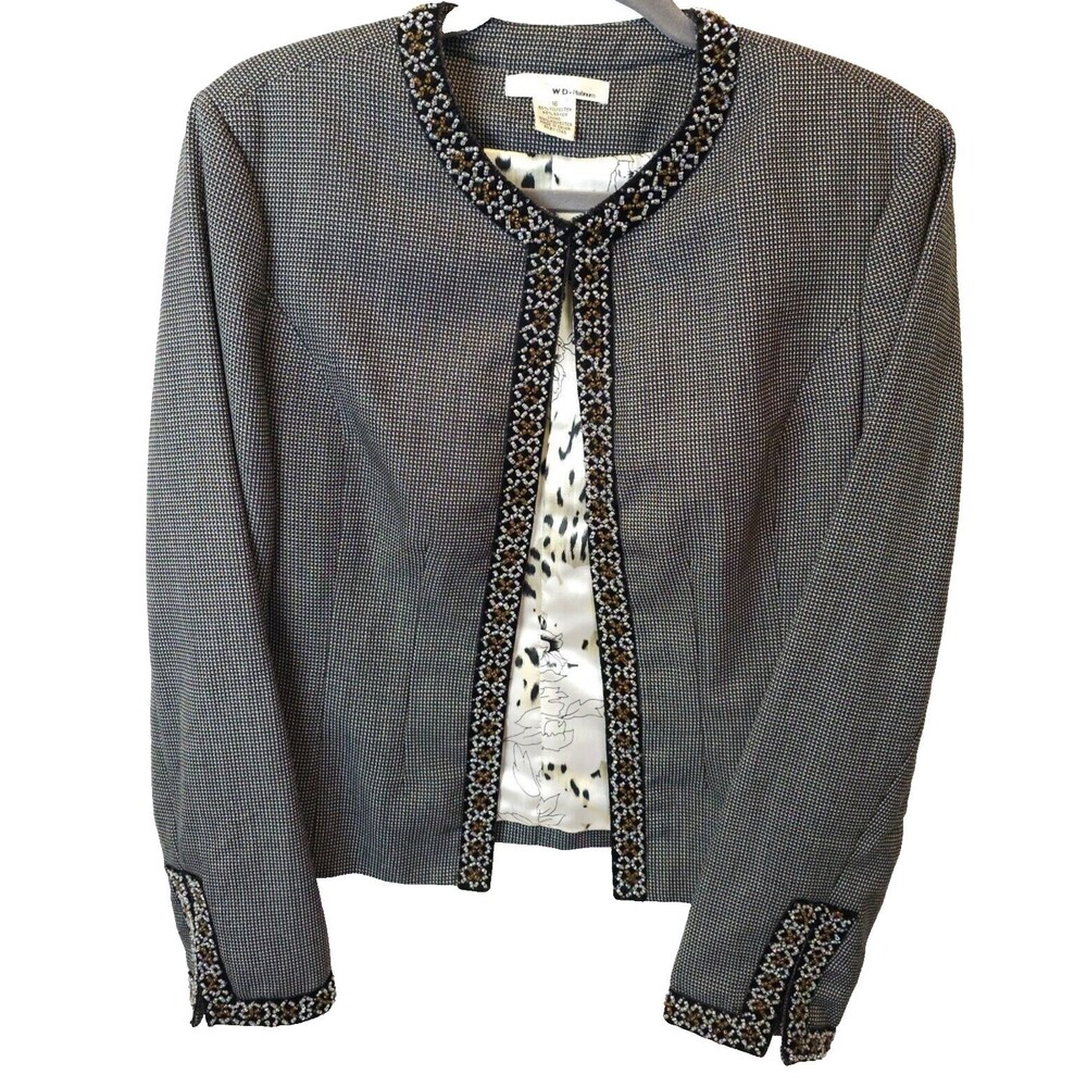 Women's Blazer Size 16 Bead Trim Jazzy Different Unique Office Career Church - Picture 1 of 9